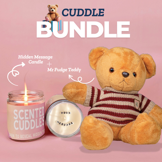 Hidden Message Candle + Mr Fudge Teddy 🧸(Cuddle Bundle) - Cuddles