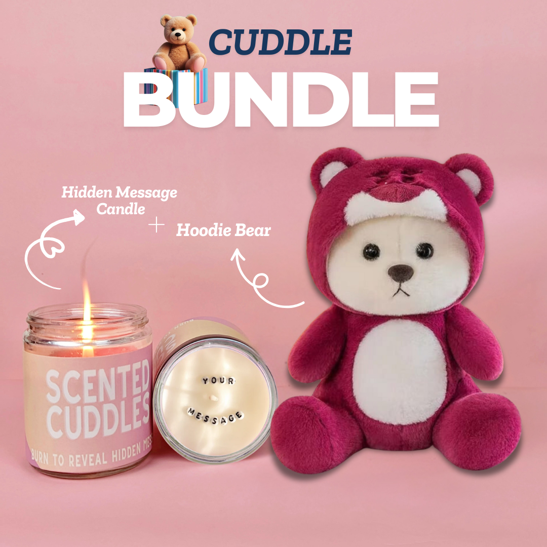 Hidden Message Candle + Hoodie Bear 🧸(Cuddle Bundle) - Cuddles