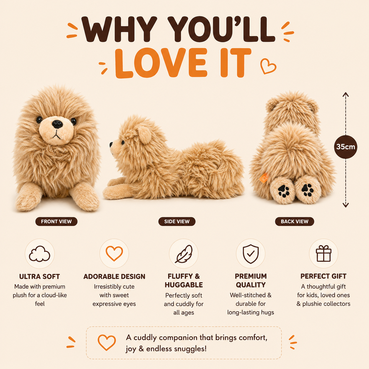FluffPaws™ Plush Puppy – Ultra Soft 35cm Cuddle Companion