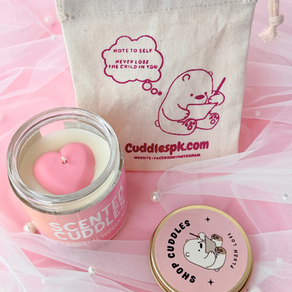 Customised Couple Name | Hidden Message Candle | Strawberry Scented - Cuddles