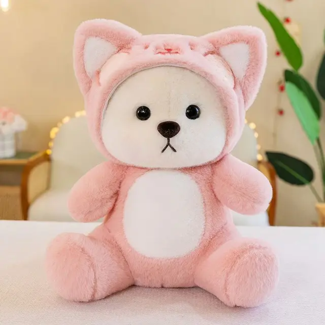 Hoodie Bear | Teddy Bear | Pink & Maroon - Cuddles