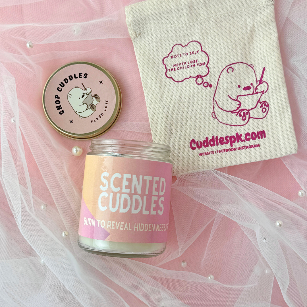 Custom Message | Hidden Message Candle | Strawberry Scented - Cuddles