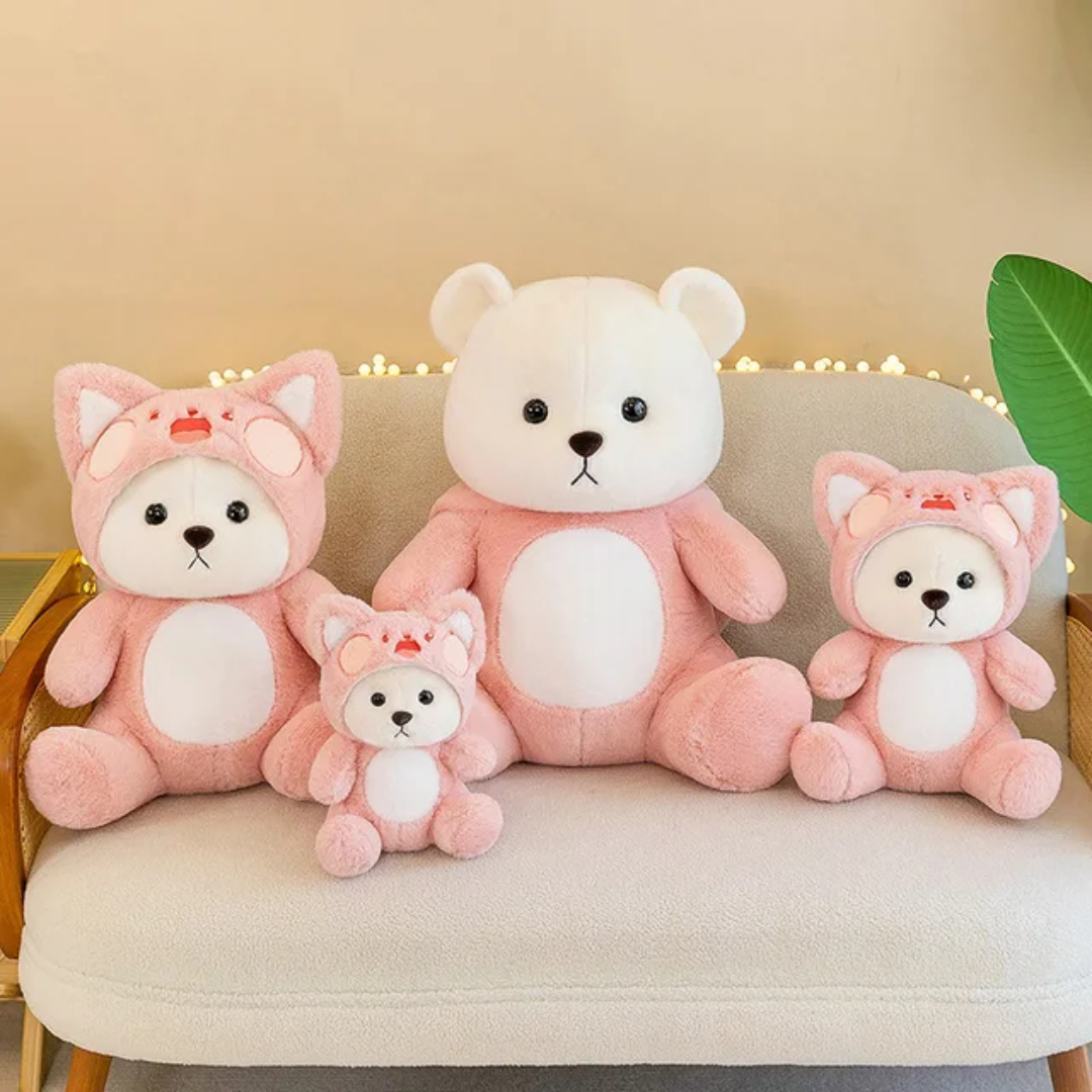 Hoodie Bear | Teddy Bear | Pink & Maroon - Cuddles