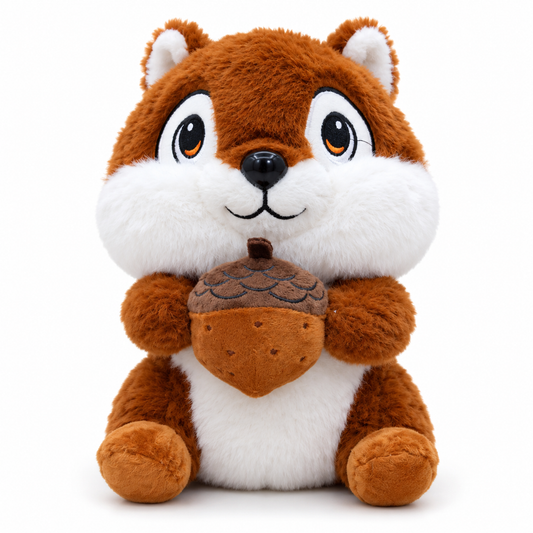 Acorn Buddy Squirrel Plushie – 30cm | Brown & Grey