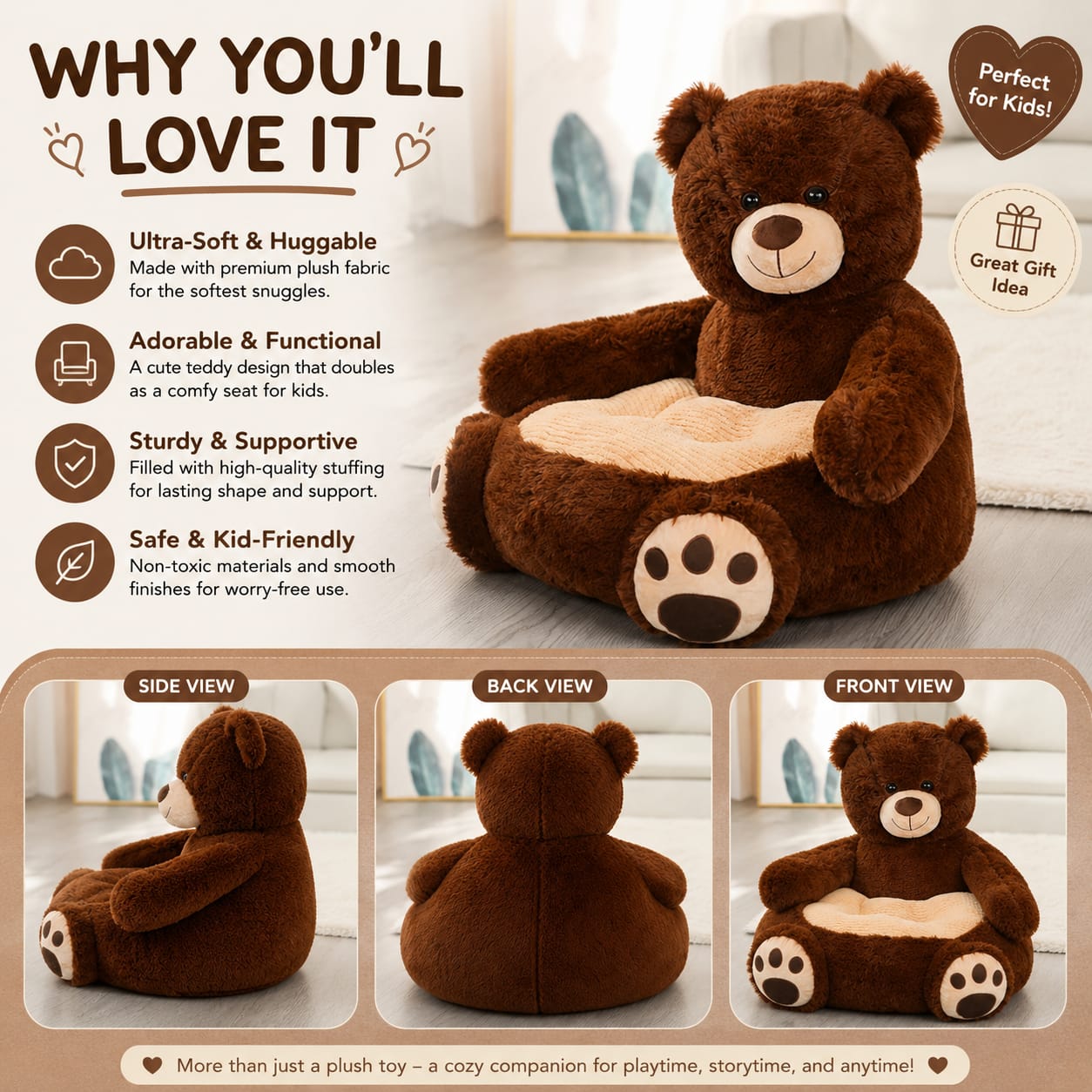 Cocoa Cuddle™ Teddy Bear Plush Seat