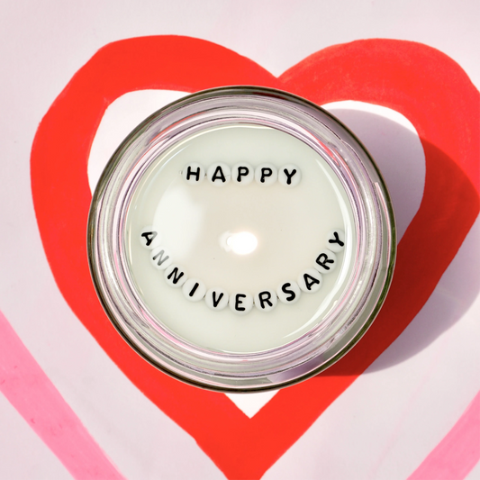 Happy Anniversary | Hidden Message Candle | Strawberry Scented - Cuddles