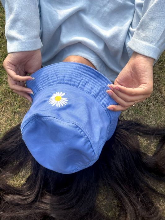 Daisy Bucket Hat| Sky Blue | Embroidered - Cuddles