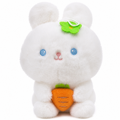 Carrot Bunny Plush – 25cm Soft White Rabbit Stuffed Toy