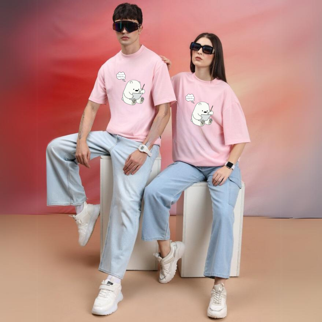 Note Bear | Baby Pink T Shirt| Oversized | Unisex