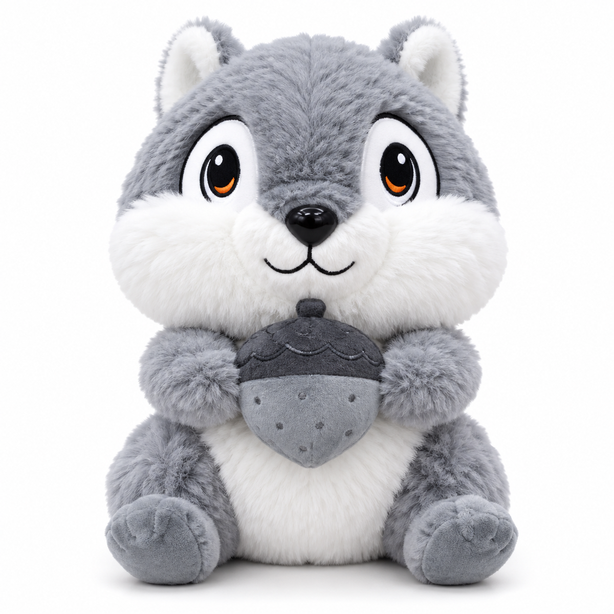 Acorn Buddy Squirrel Plushie – 30cm | Brown & Grey
