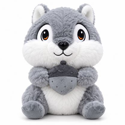 Acorn Buddy Squirrel Plushie – 30cm | Brown & Grey