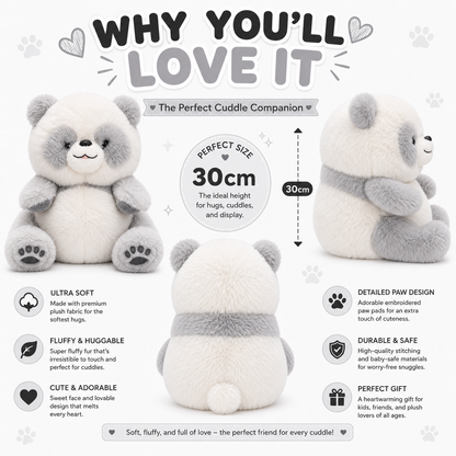 Snowy Panda Plush™ | Ultra-Soft Fluffy Panda Teddy | 30cm Cuddle Companion
