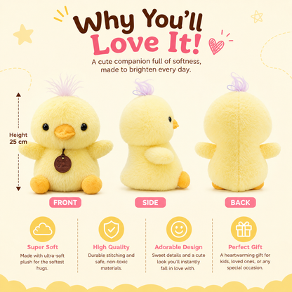 Sunny Chick Plushie – 25cm Soft Yellow Baby Chick Toy