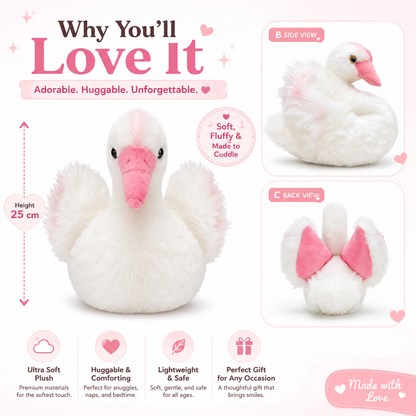 Blush Swan Plush – 25cm Soft White Swan Stuffed Toy