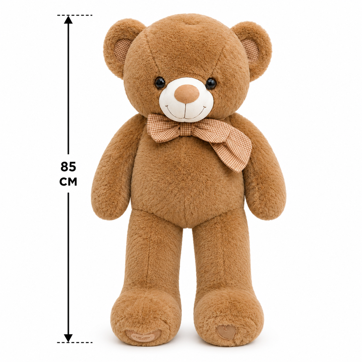 Caramel Cuddle Teddy Bear – 85cm Soft Plush Teddy with Bow