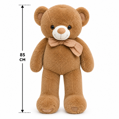 Caramel Cuddle Teddy Bear – 85cm Soft Plush Teddy with Bow