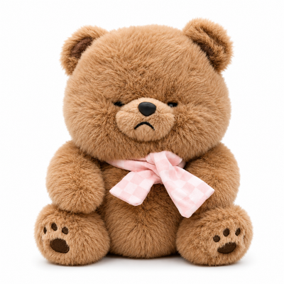 Grumpy Bear Plush™ | Ultra-Soft Teddy Bear with Pink Bow | 30cm Cuddle Companion