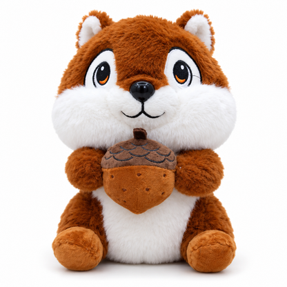 Acorn Buddy Squirrel Plushie – 30cm | Brown & Grey