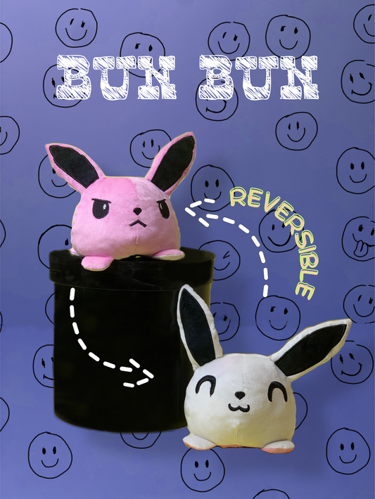 Bun Bun | Reversible Bunny | Pink-White | 20cm - Cuddles