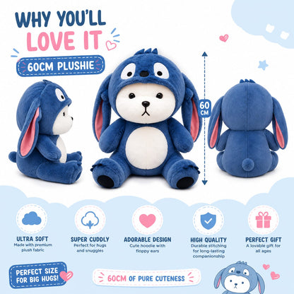 Blue Buddy Bunny Plushie – 60cm Ultra Soft Cuddly Stuffed Toy