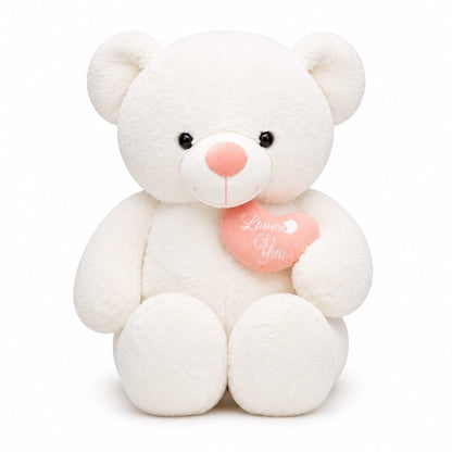 Snowy Love Giant Teddy Bear with Heart Pillow – 125cm | Ultra Soft Plush Gift