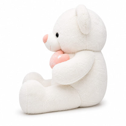 Snowy Love Giant Teddy Bear with Heart Pillow – 125cm | Ultra Soft Plush Gift