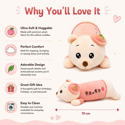 Peachy Cuddle Bear Long Plush Pillow – 70cm