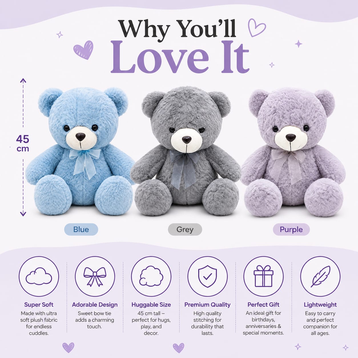 Dreamy Cuddle Teddy Bear – 45cm