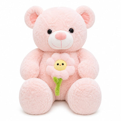 Blossom Hug Teddy Bear with Flower – 80cm