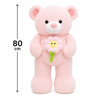 Blossom Hug Teddy Bear with Flower – 80cm