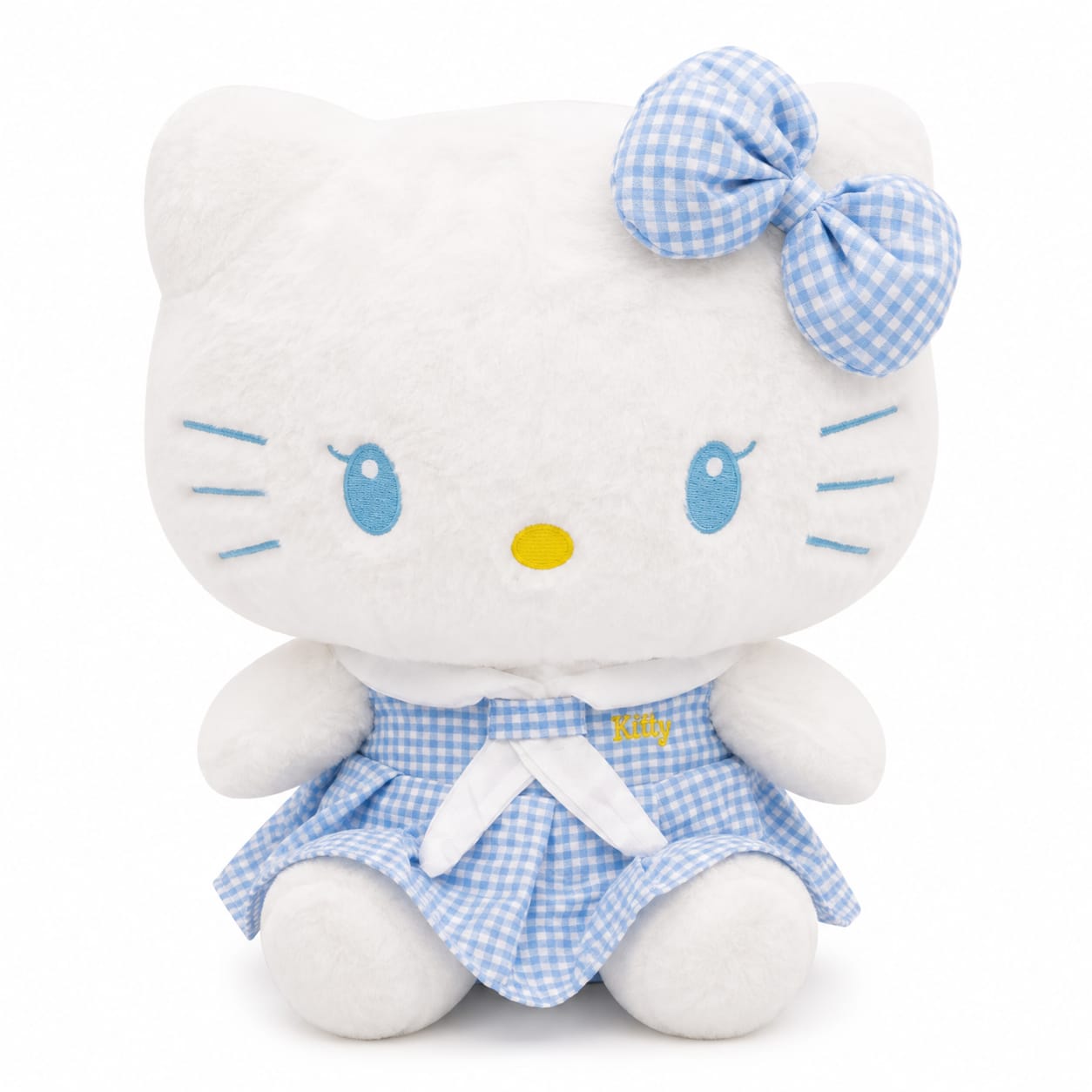 Blue Gingham Kitty Plush – 55cm