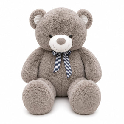 Giant Grey Brown Teddy Bear with Striped Bow – 100cm & 120cm