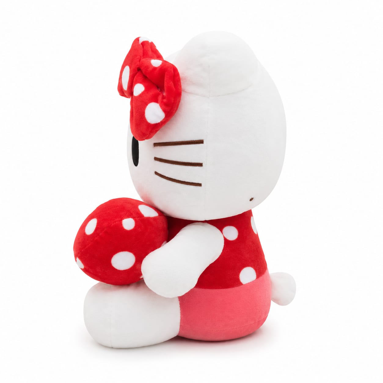 Polka Dot Mushroom Kitty Plushie – 45cm | Pink & Red