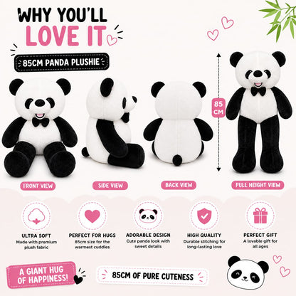 Pandy Bow Giant Plush – 85cm Jumbo Hug Buddy | Ultra Soft Panda Teddy