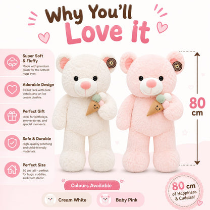 🍦 Sweet Scoop Teddy Bear Plushie – 80cm