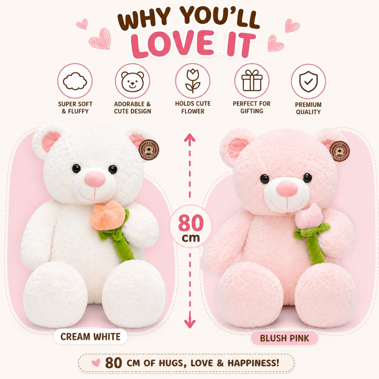 🌷 Bloom Hug Teddy Bear Plushie