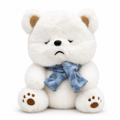 Snowy Scarf Bear Plush™ | Ultra-Soft White Teddy Bear with Blue Scarf | 30cm Cuddle Companion