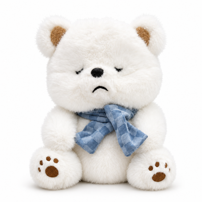 Snowy Scarf Bear Plush™ | Ultra-Soft White Teddy Bear with Blue Scarf | 30cm Cuddle Companion