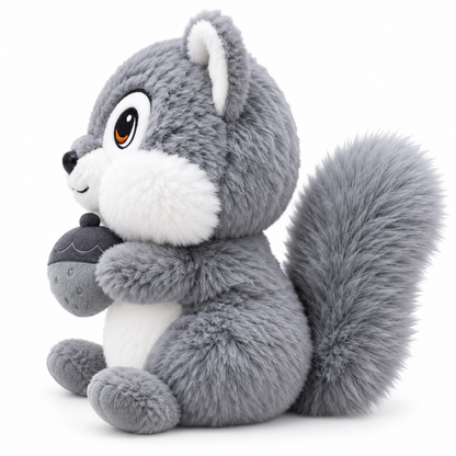 Acorn Buddy Squirrel Plushie – 30cm | Brown & Grey