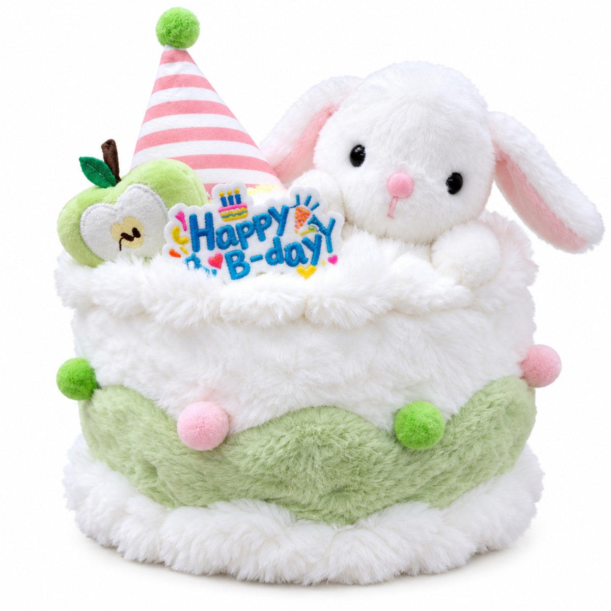 Birthday Cake Cuddle Pals green bunny front view