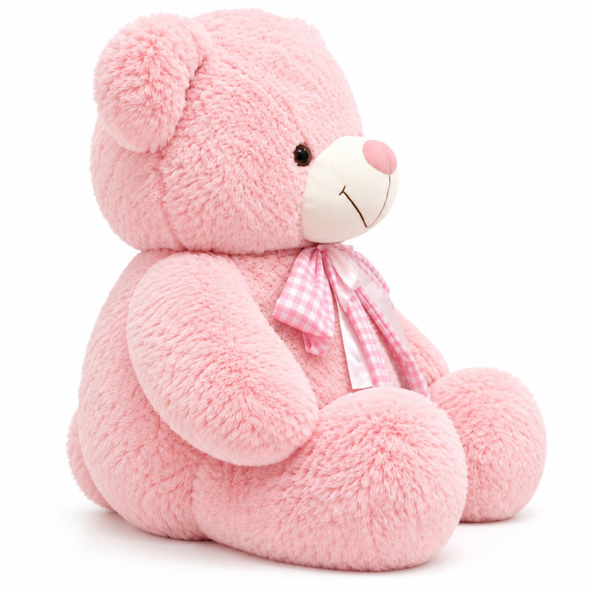 Blush Gingham Giant Teddy side view