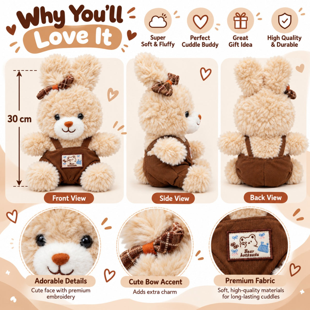 Corduroy Cuddle Bunny 30cm product features