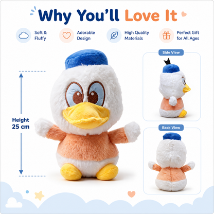 Cute Duck Plush Toy – 25cm Soft Stuffed Duck Doll with Bow | Available in Purple, Pink & Green