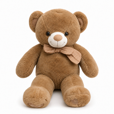 Caramel Cuddle Teddy Bear – 85cm Soft Plush Teddy with Bow