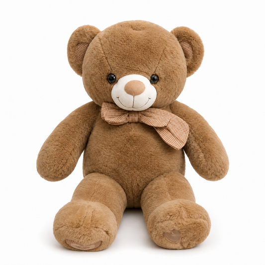 Caramel Cuddle Teddy Bear – 85cm Soft Plush Teddy with Bow