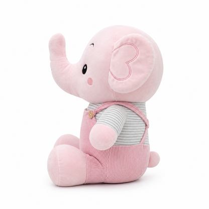 Dreamy Pink Elephant Plushie – Soft Cuddle Elephant Toy with Cute Outfit