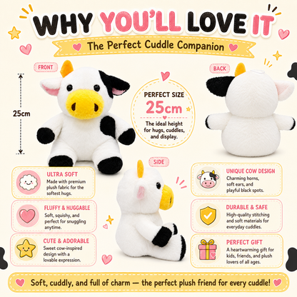 MooMoo Cuddle Cow Plushie – 25cm Soft Cow Stuffed Toy