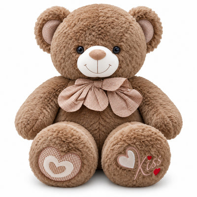 Heart Kiss Cuddle Teddy brown front view