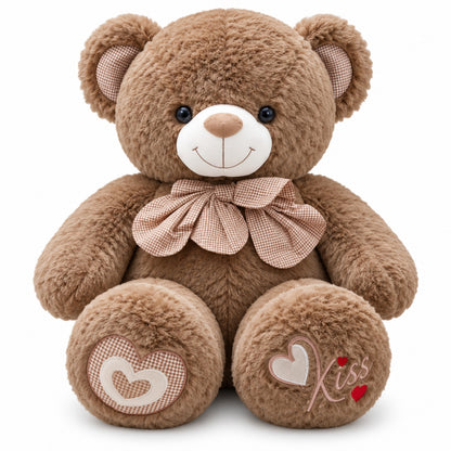 Heart Kiss Cuddle Teddy brown front view