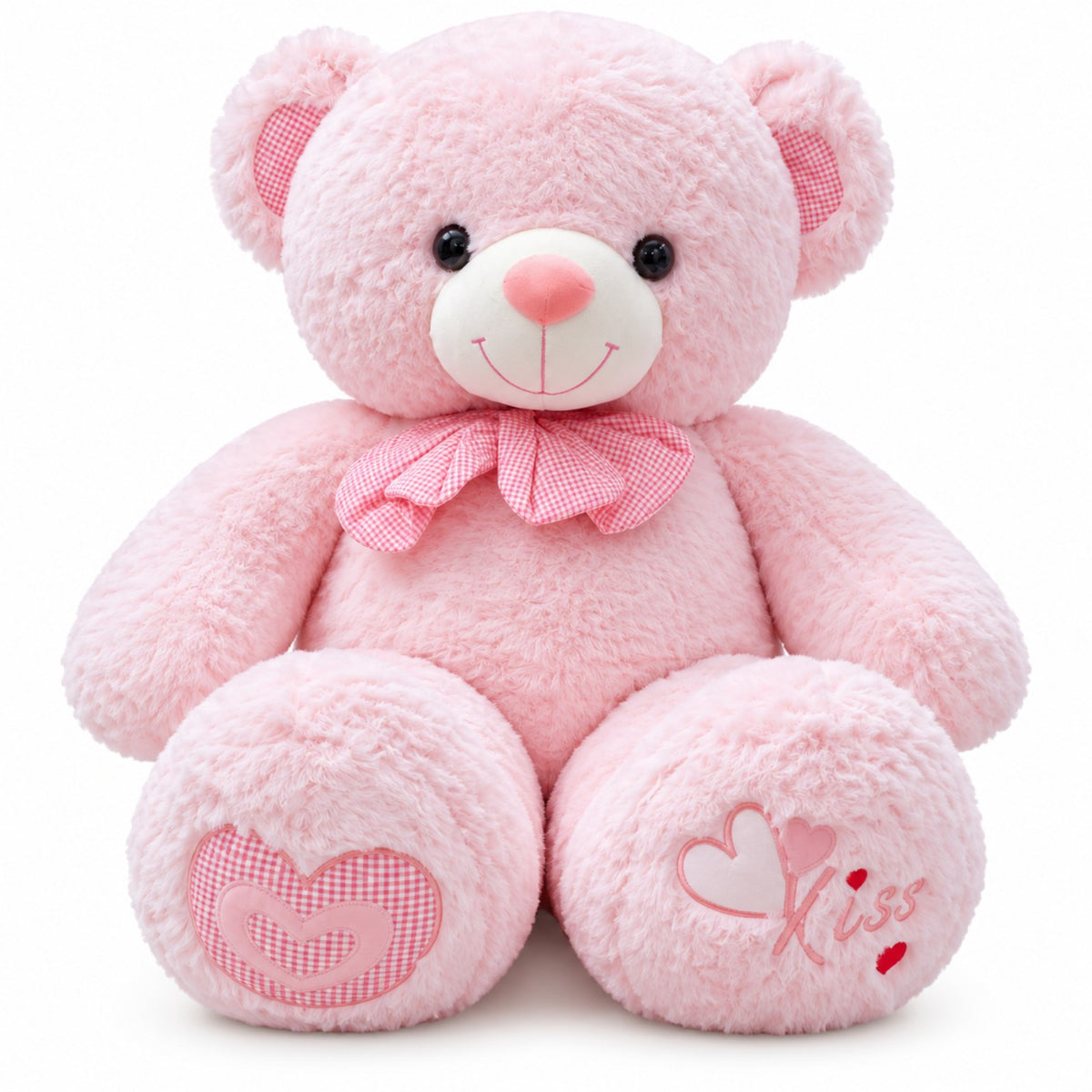 Heart Kiss Cuddle Teddy pink front view